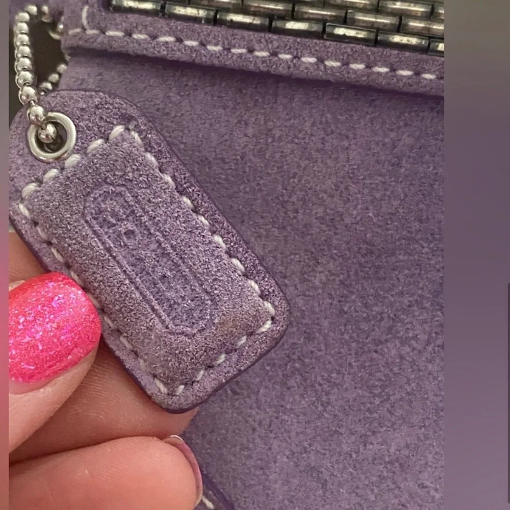COACH VINTAGE WRISTLET PURPLE SUEDE EST. 1941 SILVER DETAIL ZIPPER - Picture 3 of 4